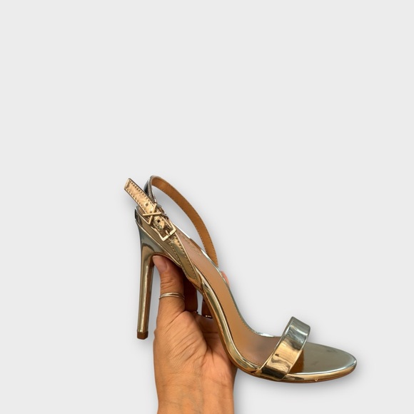 New  Express Metallic Gold Sandal Heel - Picture 1 of 13